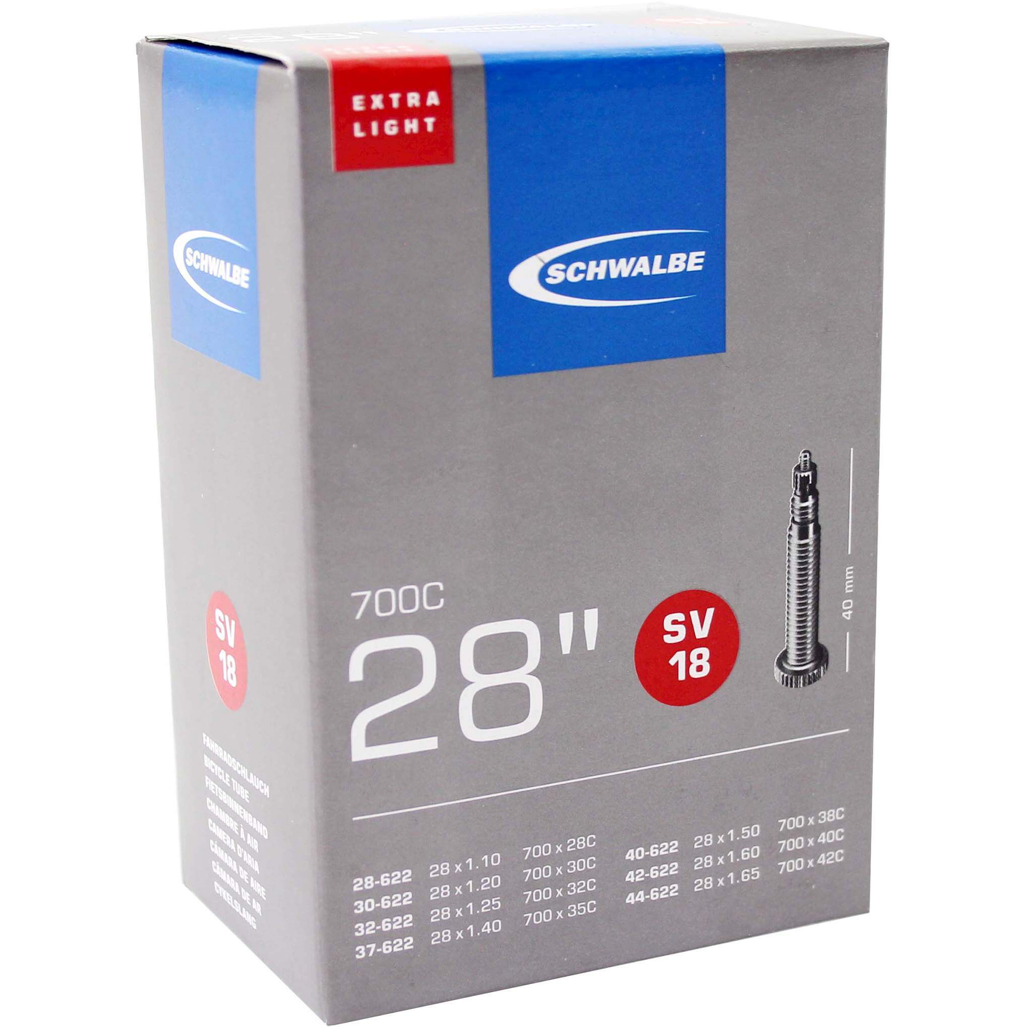 Schwalbe Bnb SV18 Extra Light 28 x 1.10 - 1.65 Presta Valve 40mm Schwalbe Bnb SV18 Extra Light 28 x 1.10 - 1.65 Presta Valve 40mm