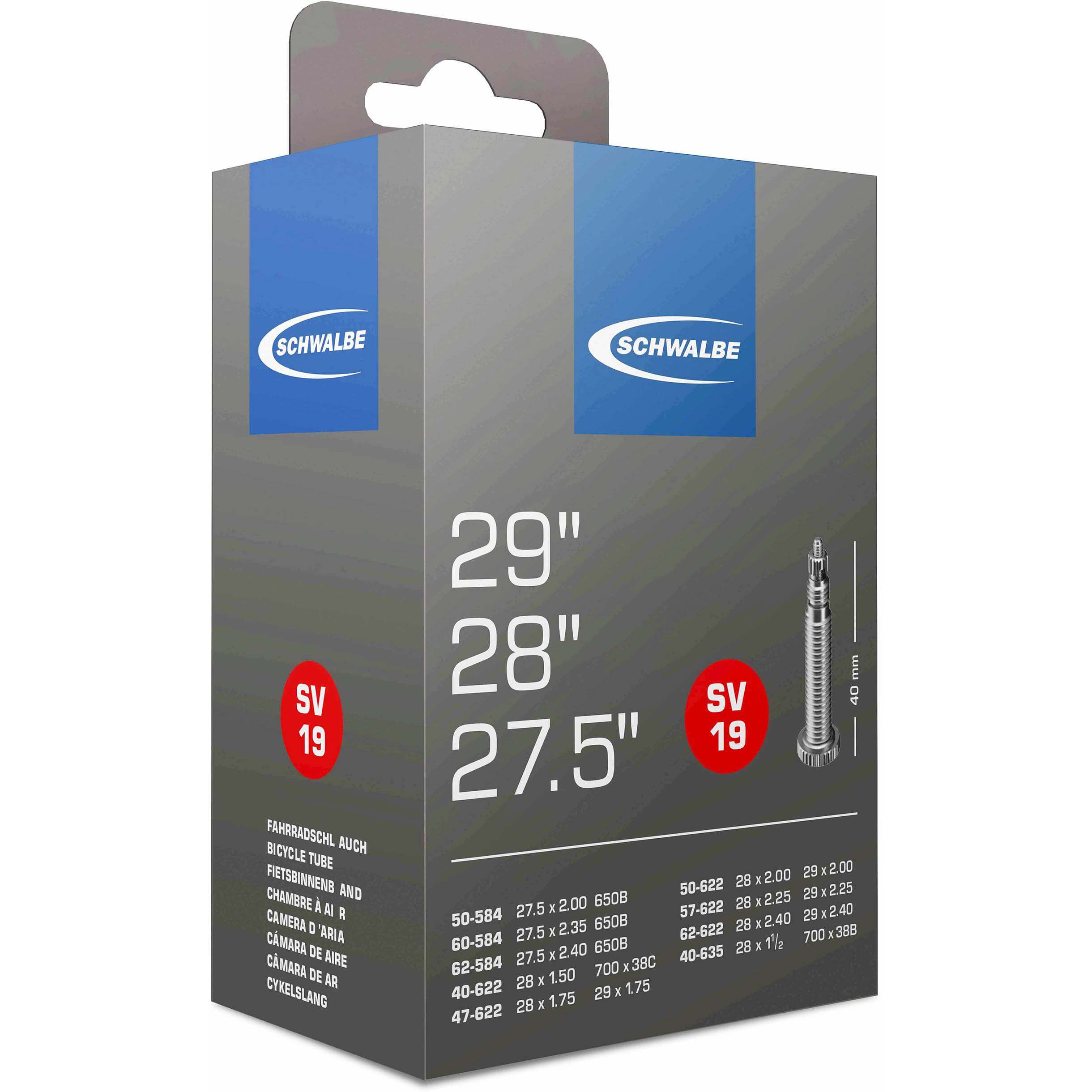 Schwalbe Bnb SV19 27.5 x 2.00 - 29 x 2.40 Presta Valve 40mm Schwalbe Bnb SV19 27.5 x 2.00 - 29 x 2.40 Presta Valve 40mm