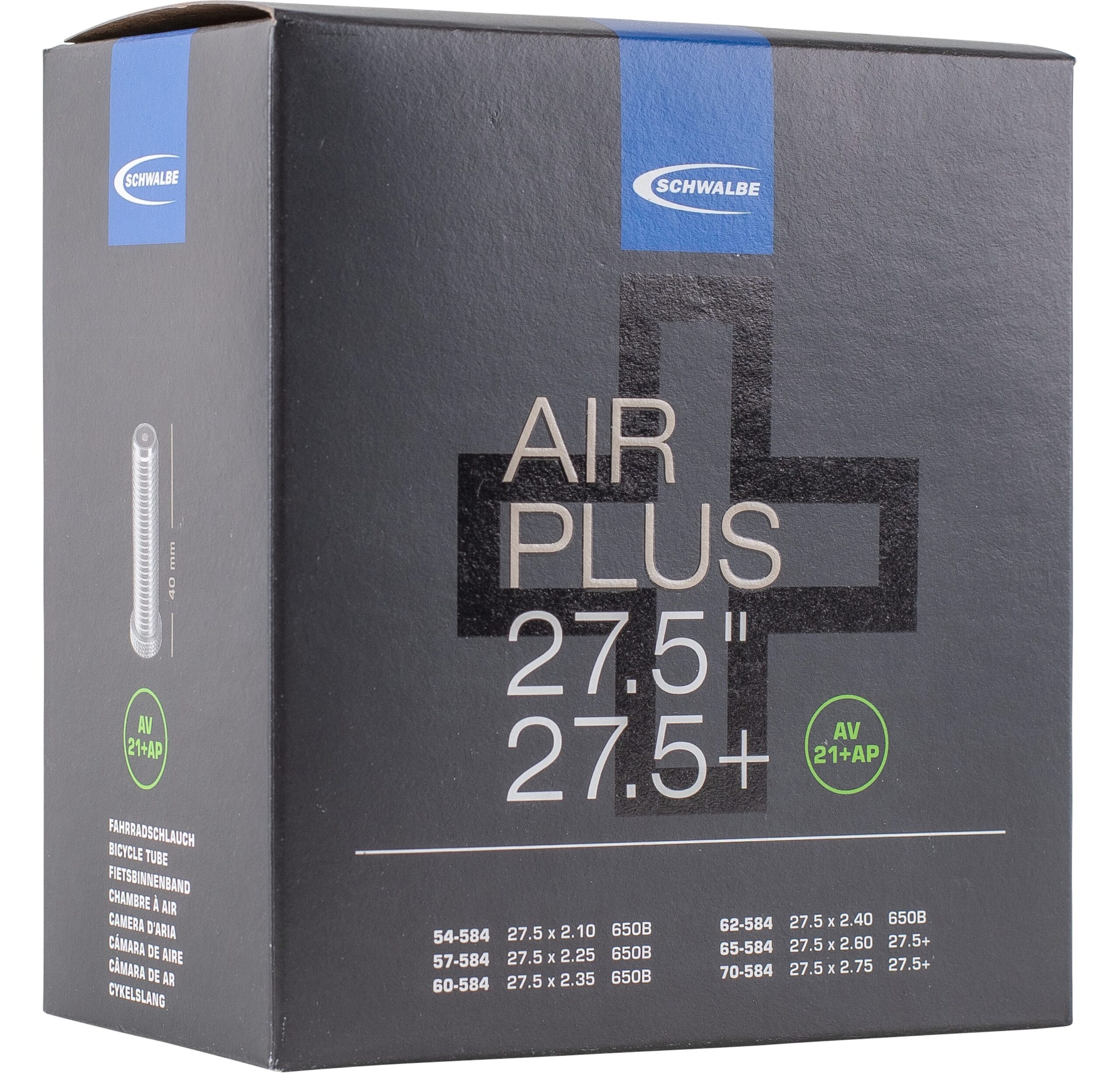 Schwalbe Bnb AV21AP Air Plus 27.5 x 2.10 - 2.75 AV 40mm Schwalbe Bnb AV21AP Air Plus 27.5 x 2.10 - 2.75 AV 40mm