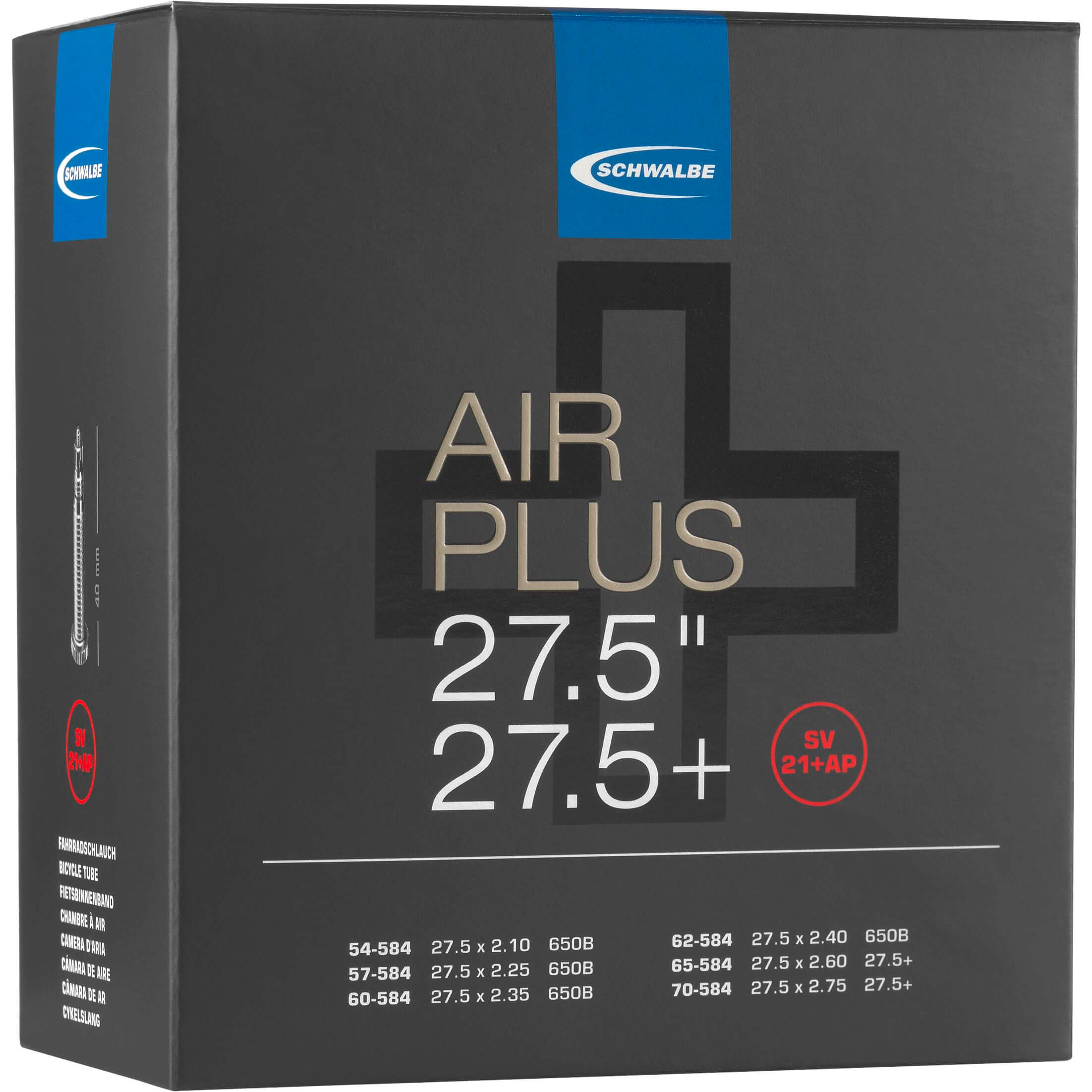 Schwalbe Bnb SV21AP Air Plus 27.5 x 2.10 - 2.75 Presta Valve 40mm Schwalbe Bnb SV21AP Air Plus 27.5 x 2.10 - 2.75 Presta Valve 40mm