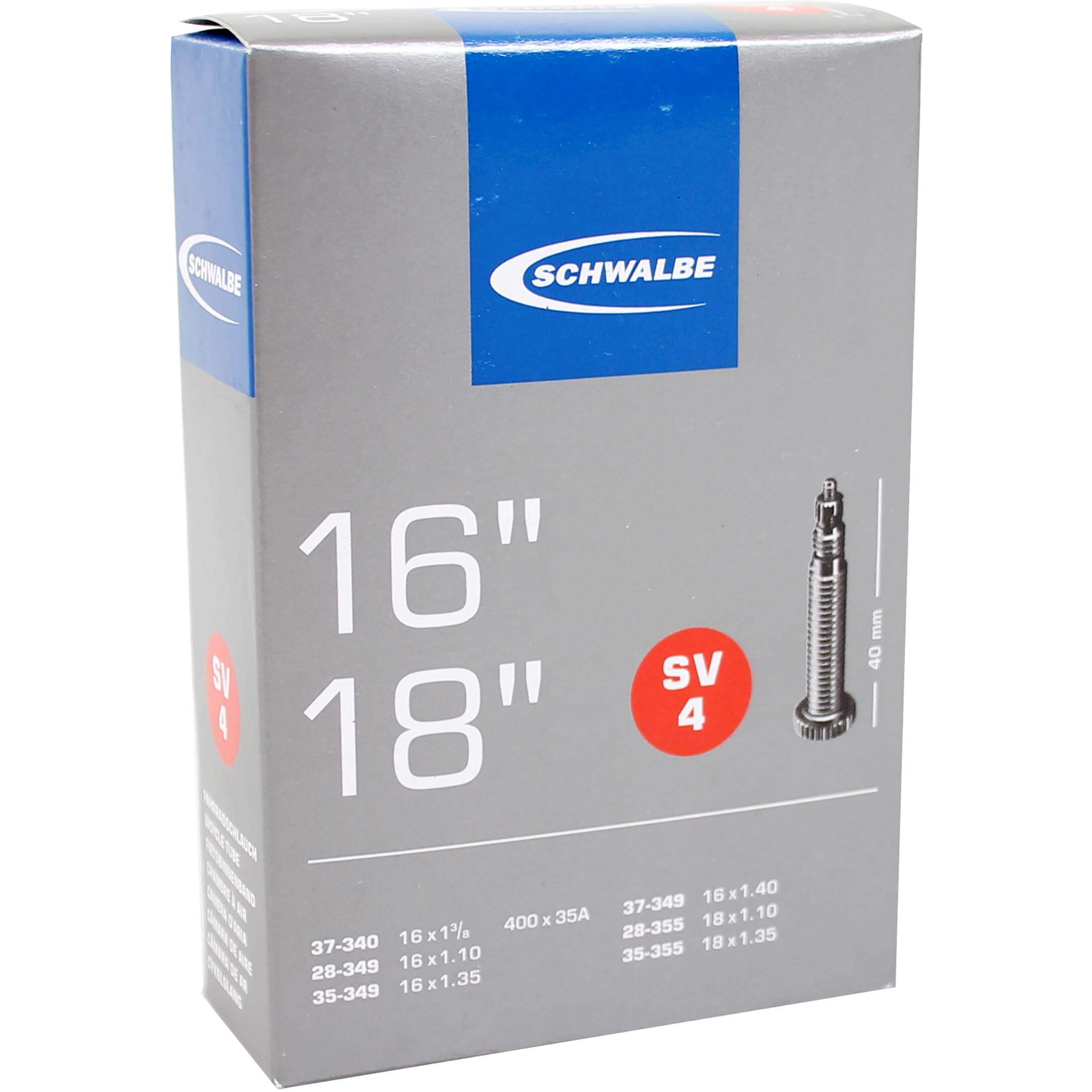 Schwalbe BNB SV4 16 x 1 3/8 - 18 x 1.35 FV 40mm Schwalbe BNB SV4 16 x 1 3/8 - 18 x 1.35 FV 40mm