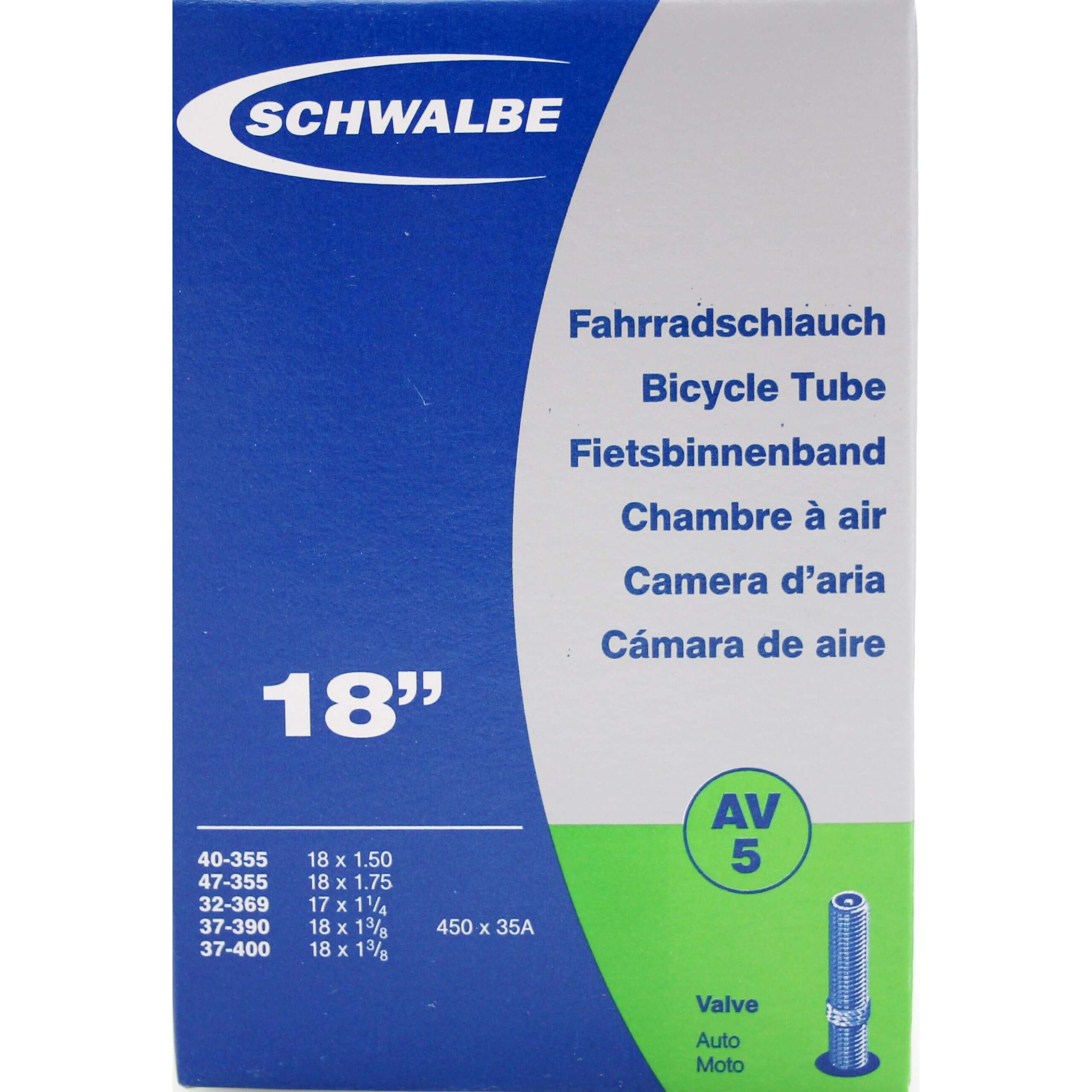 Schwalbe Bnb AV5 17 x 1 1/4 - 18 x 1.75 AV 40mm Schwalbe Bnb AV5 17 x 1 1/4 - 18 x 1.75 AV 40mm