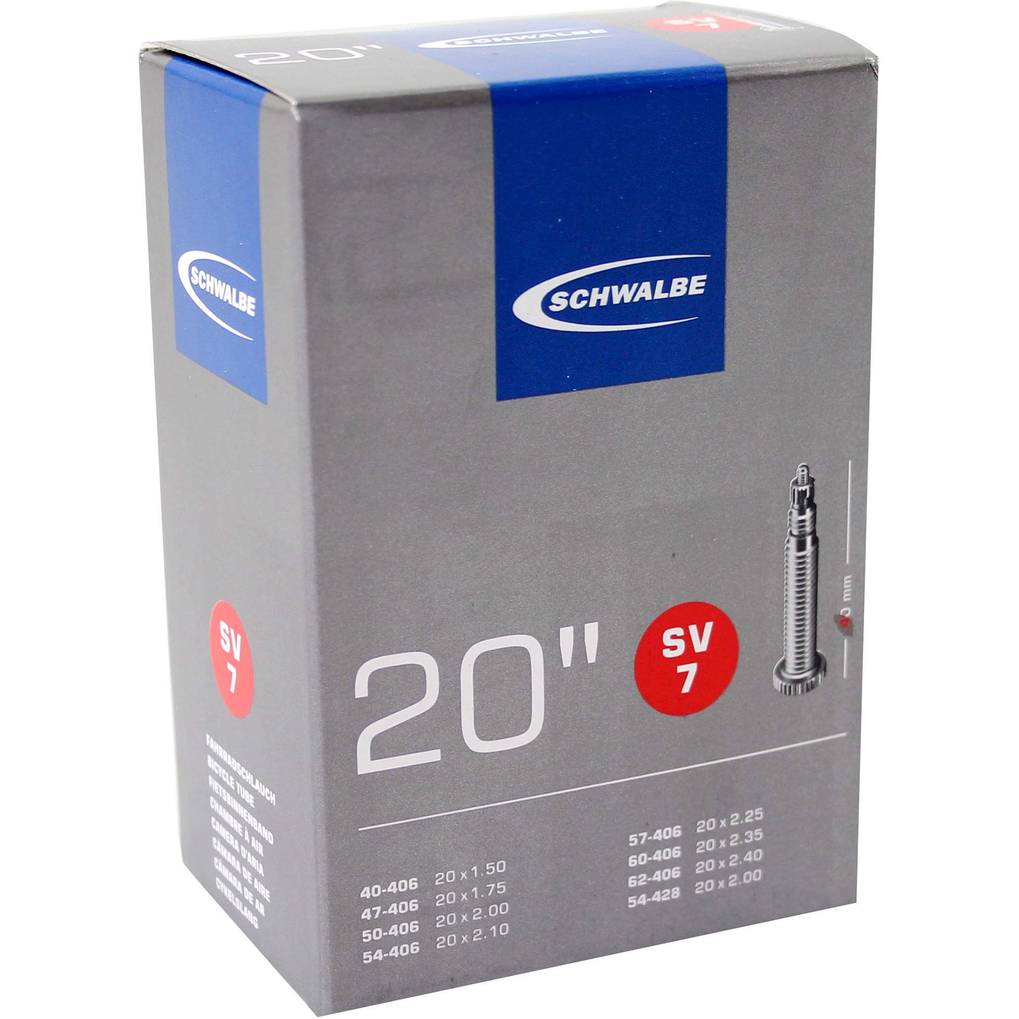 Schwalbe Bnb SV7 20 x 1.50 - 2.40 Presta Valve 40mm Schwalbe Bnb SV7 20 x 1.50 - 2.40 Presta Valve 40mm