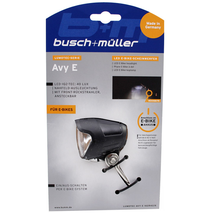 Busch + Müller Headlight Avy E-Bike 6-42V 40 Lux