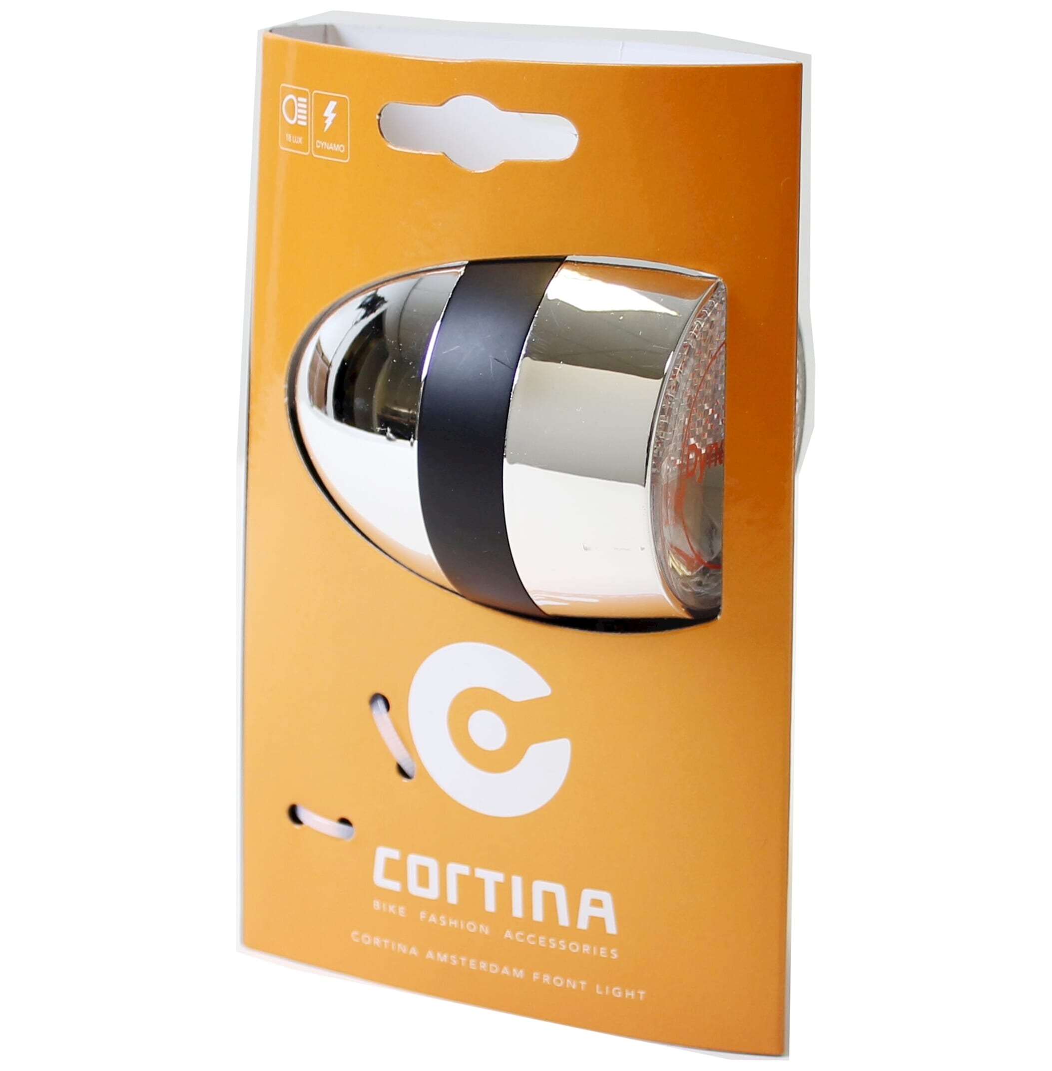 Cortina Headlight Amsterdam Dynamo Chrome Black