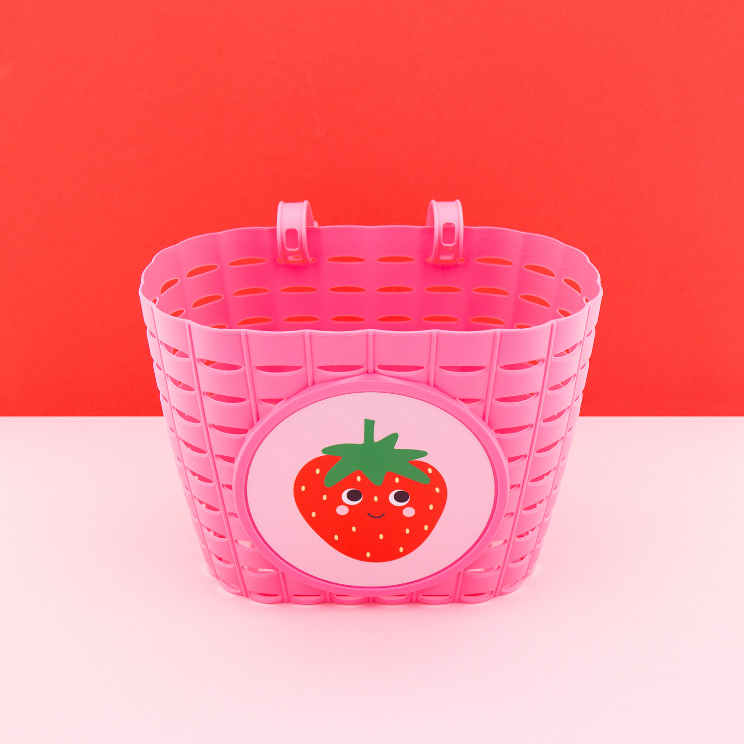 Widek Bicycle Basket Explorer Happy Strawberry Pink