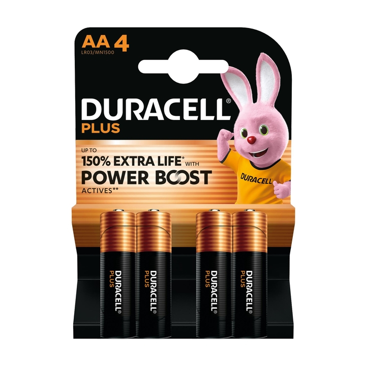 Duracell Battery Plus 150% Extra Life MN1500/LR6/AA BP4 Duracell Battery Plus 150% Extra Life MN1500/LR6/AA BP4