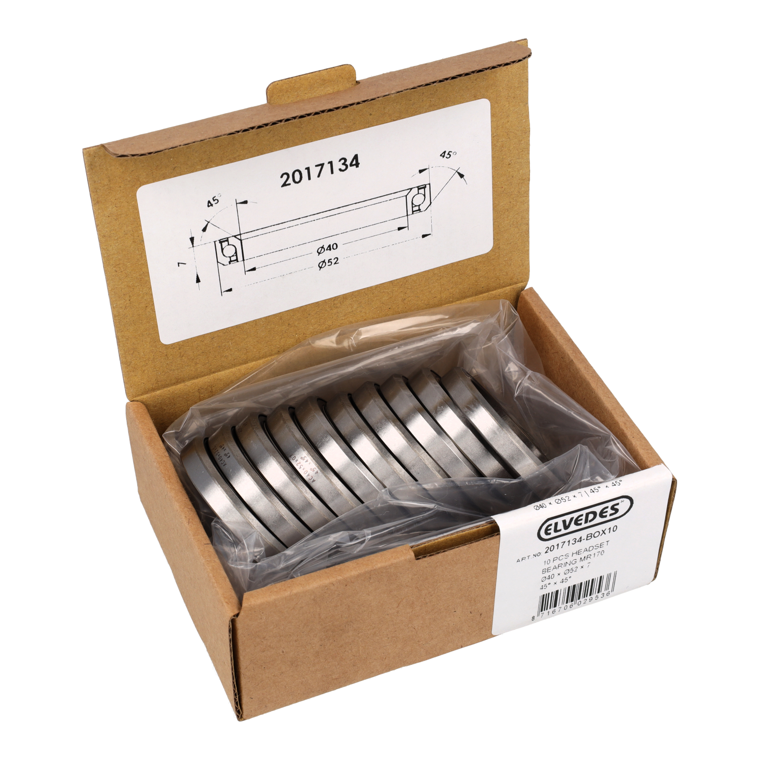 Elvedes Headset Bearing MR170 (52 x 40 x 7 45 x 45) (10)