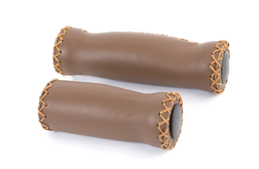 Bike Leather Handlebar Grips 92/127mm Dark Brown