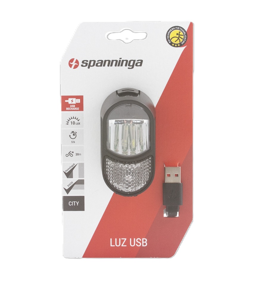 Spanninga Headlight Luz XB USB Black