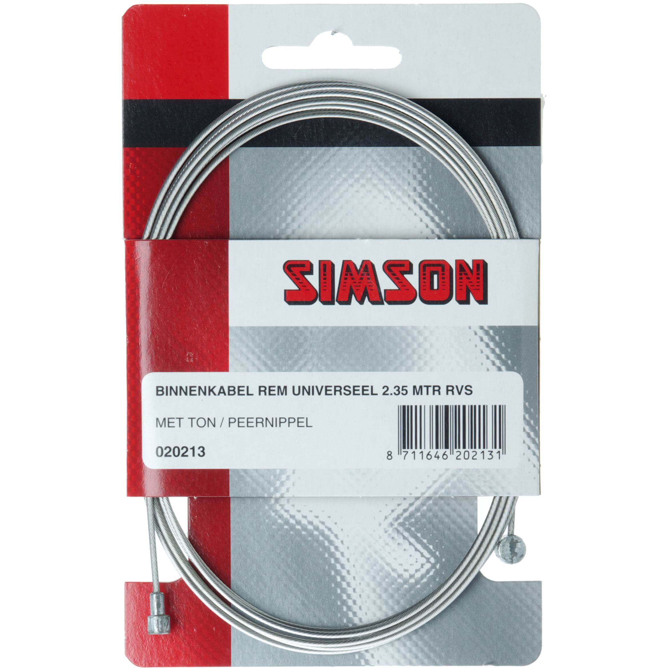 Simson Brake Inner Cable Stainless Steel 2.35m 2 Nipples Barrel/pear