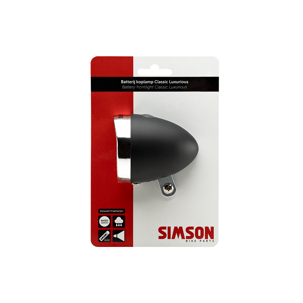 Simson Headlight Classic Luxurious Battery 30 Lux Black