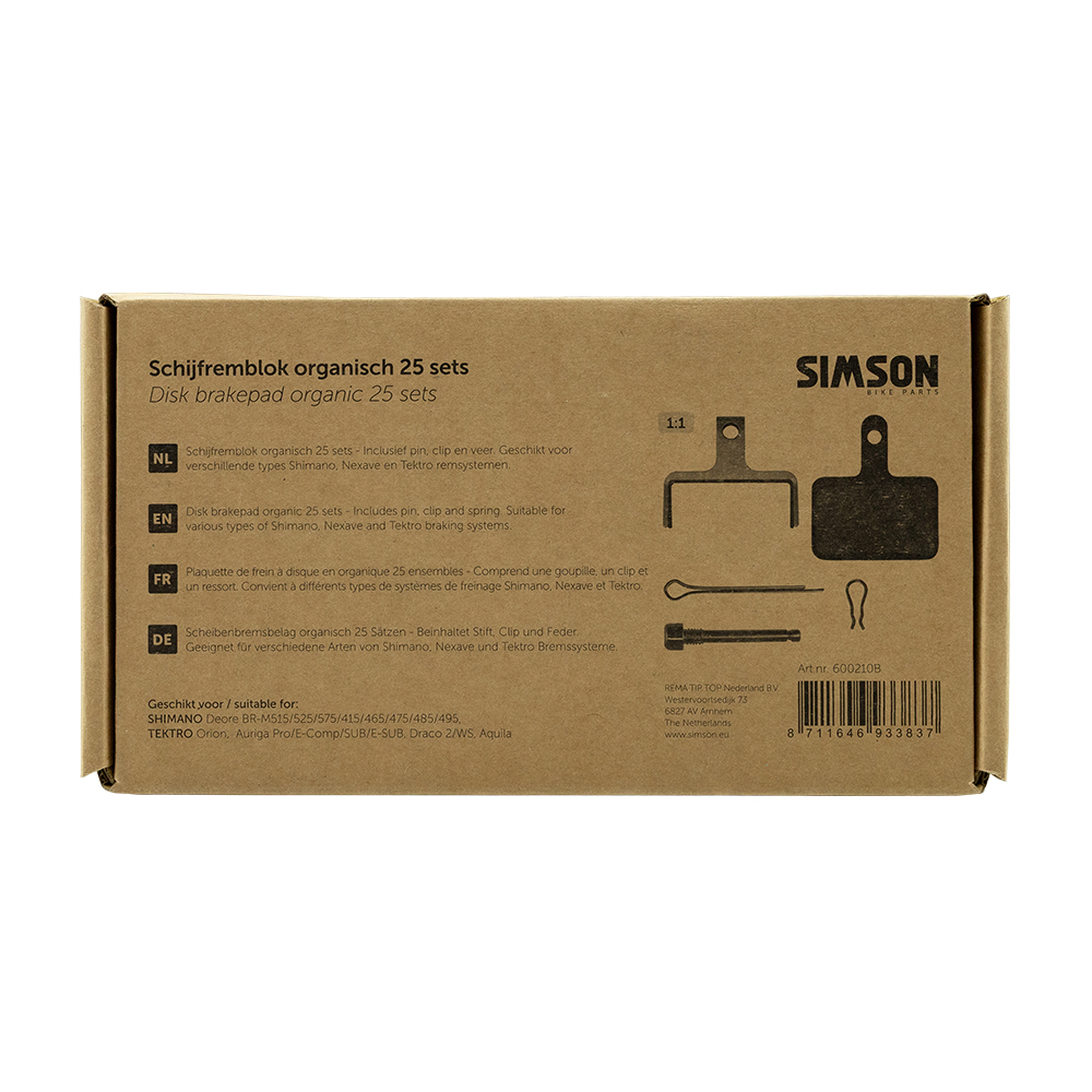 Simson Organic Disc Brake Pad Shimano Tektro Box (25)