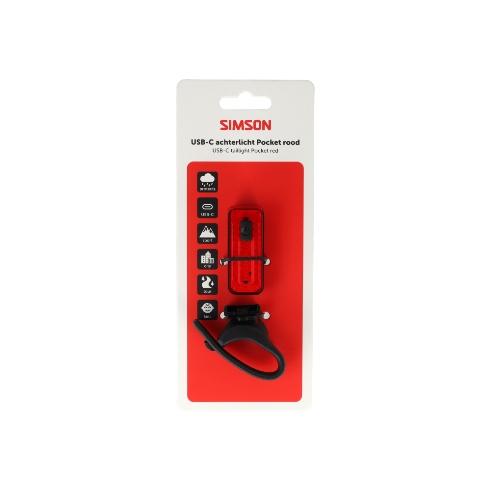 Simson USB-C LED Lamp Pocket Red Simson USB-C LED Lamp Pocket Red