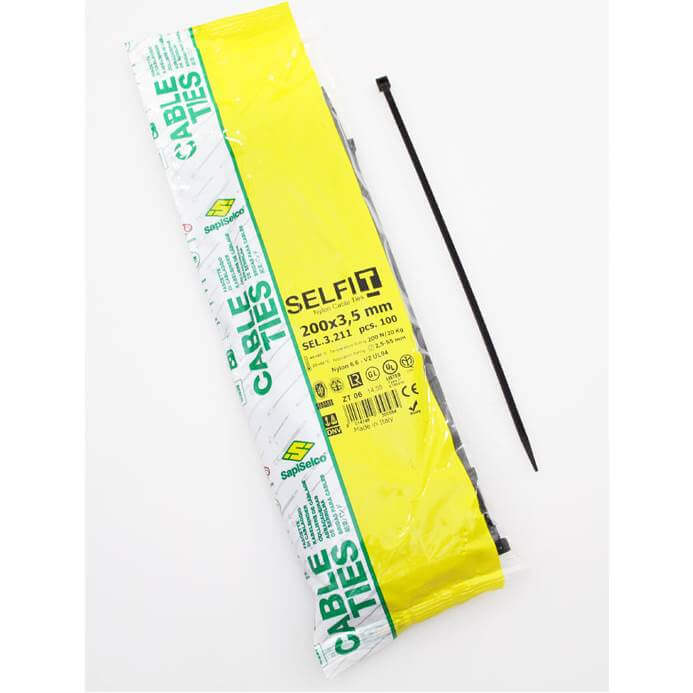 Bag Cable Ties Black White 200mmx3.5mm(100)