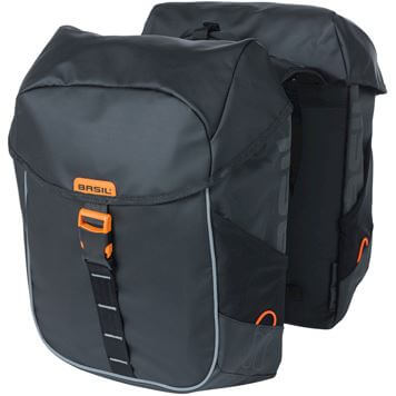 Basil Double Bike Bag Miles Tarpaulin Black Orange 34L Basil Double Bike Bag Miles Tarpaulin Black Orange 34L