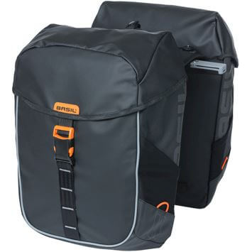 Basil Double Bike Bag Miles Tarpaulin Black Orange MIK 34L