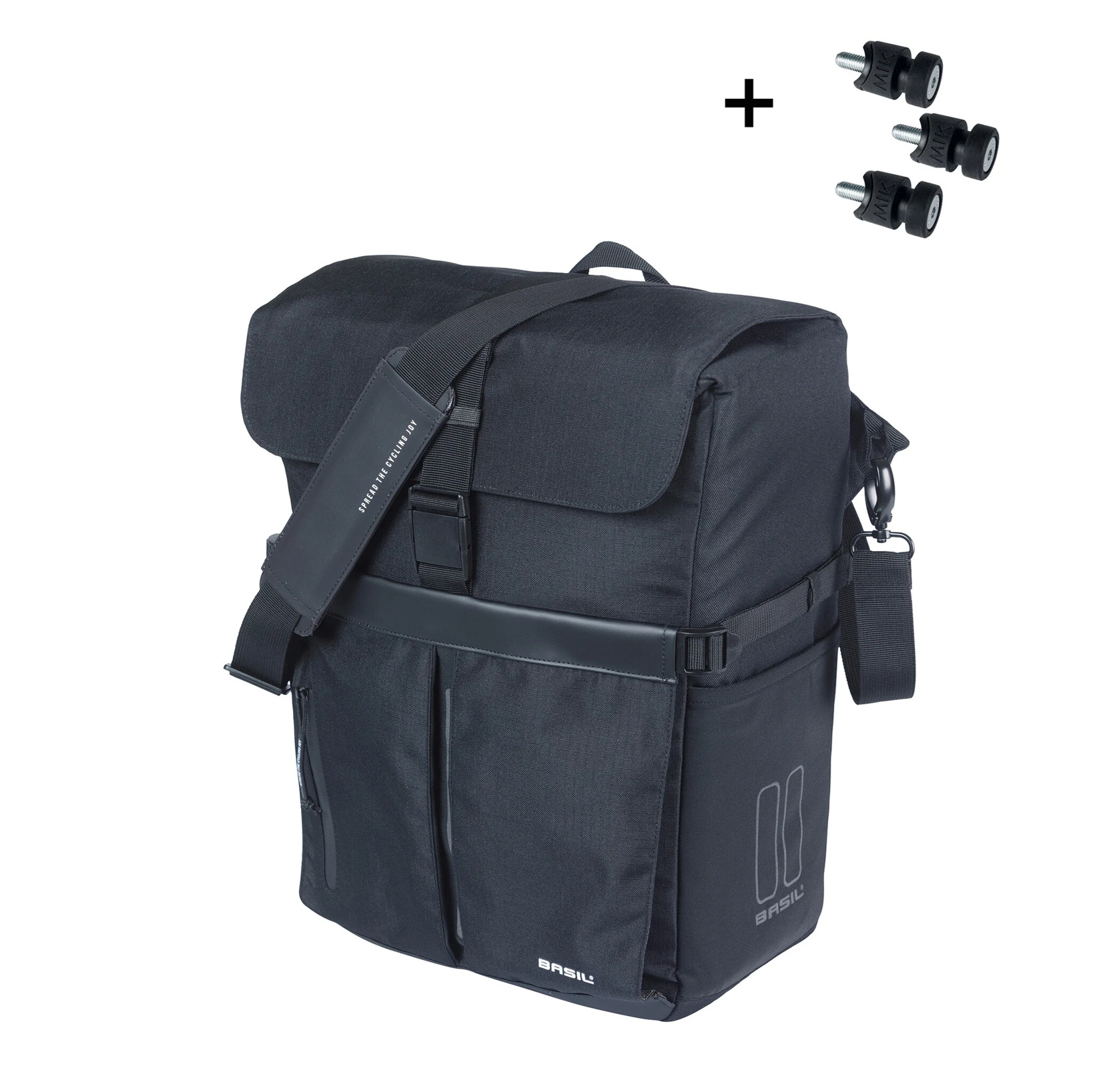 Basil Shoulder Bag Move MIK Studs Black 15L